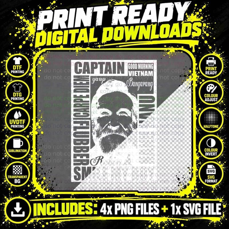 Robin Williams Tribute Classic T-Shirt Png SVG Digital Bundle