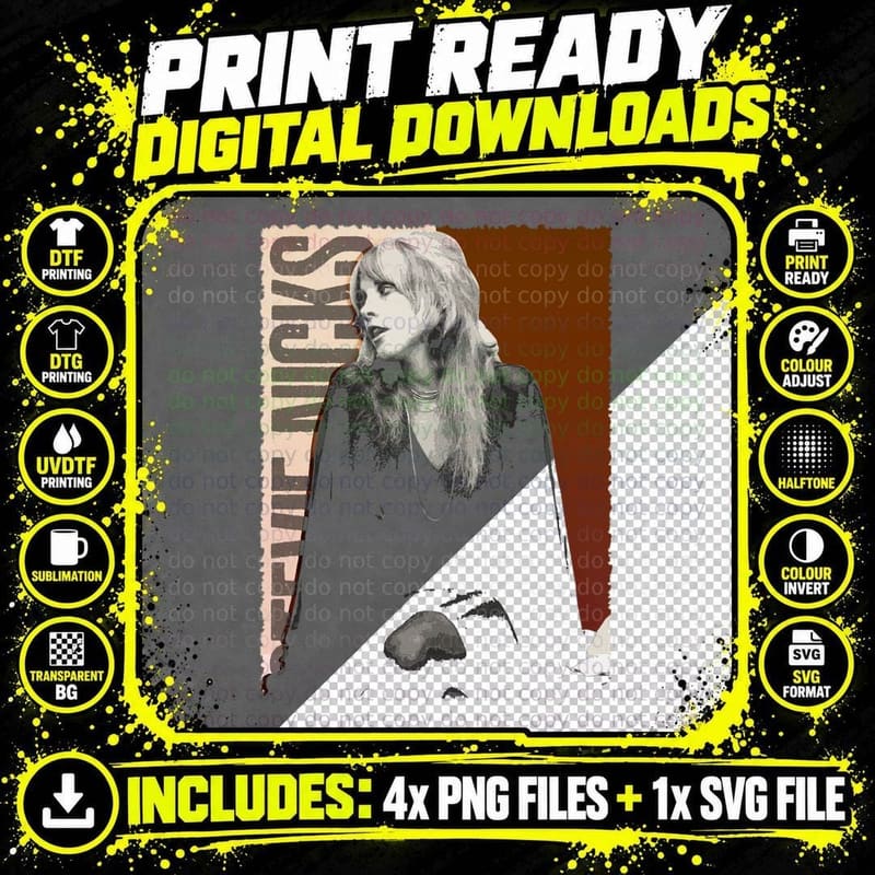 Stevie Nicks Vintage Vibes 1 T-Shirt Png SVG Digital Bundle