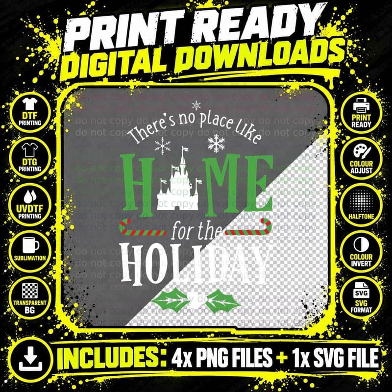 There's No Place Like Home for the Holiday Classic Png SVG Digital Bundle