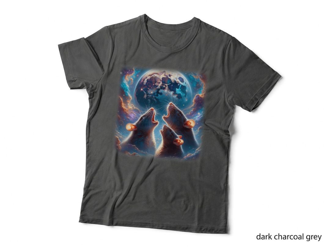 Three Rat Howling at the Moon Distressed Rats Howling Night T-Shirt
