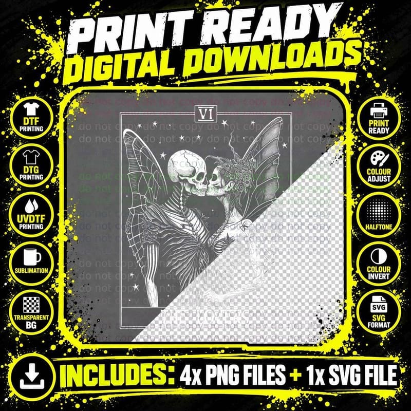 Vintage Fairycore Aesthetics, The Lovers Tarot Png SVG Digital Bundle