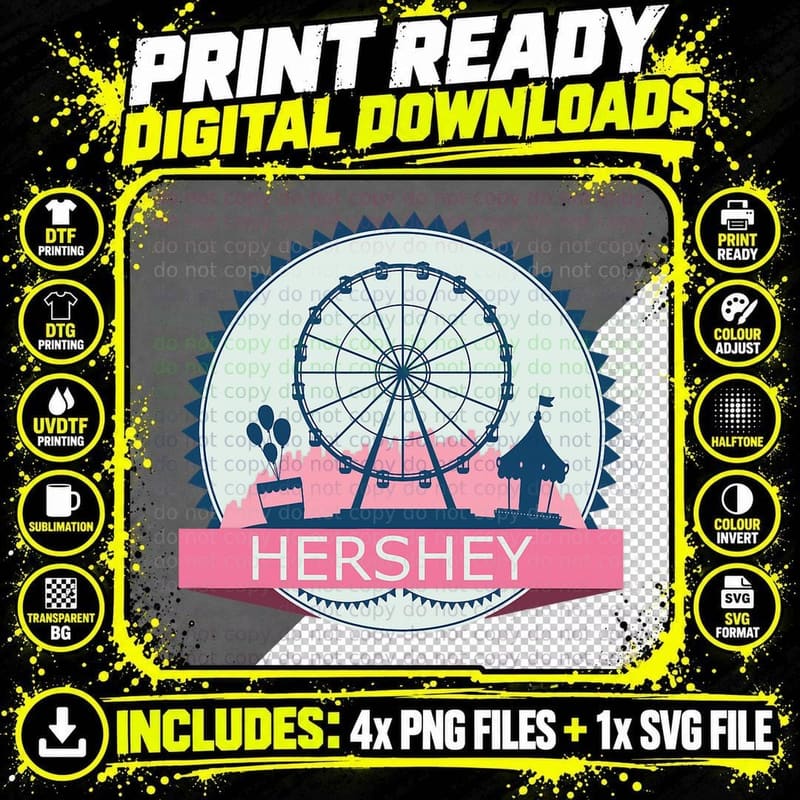 Vintage Hershey PA, Pennsylvania, PARK RETRO T-Shirt Png SVG Digital Bundle