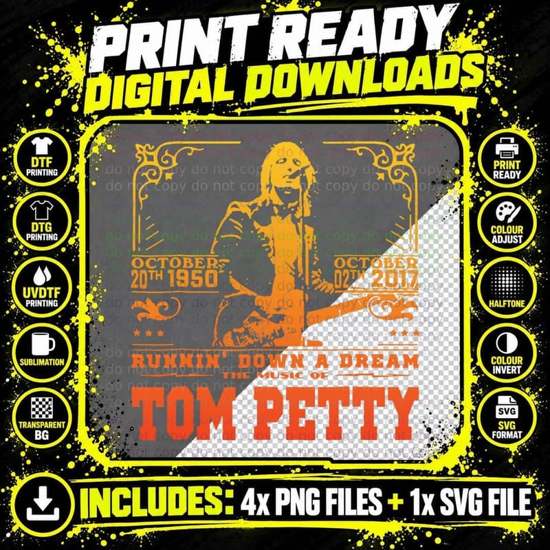 Vintage Tom Petty Music Legends Live Forever T-Shirt Png SVG Digital Bundle