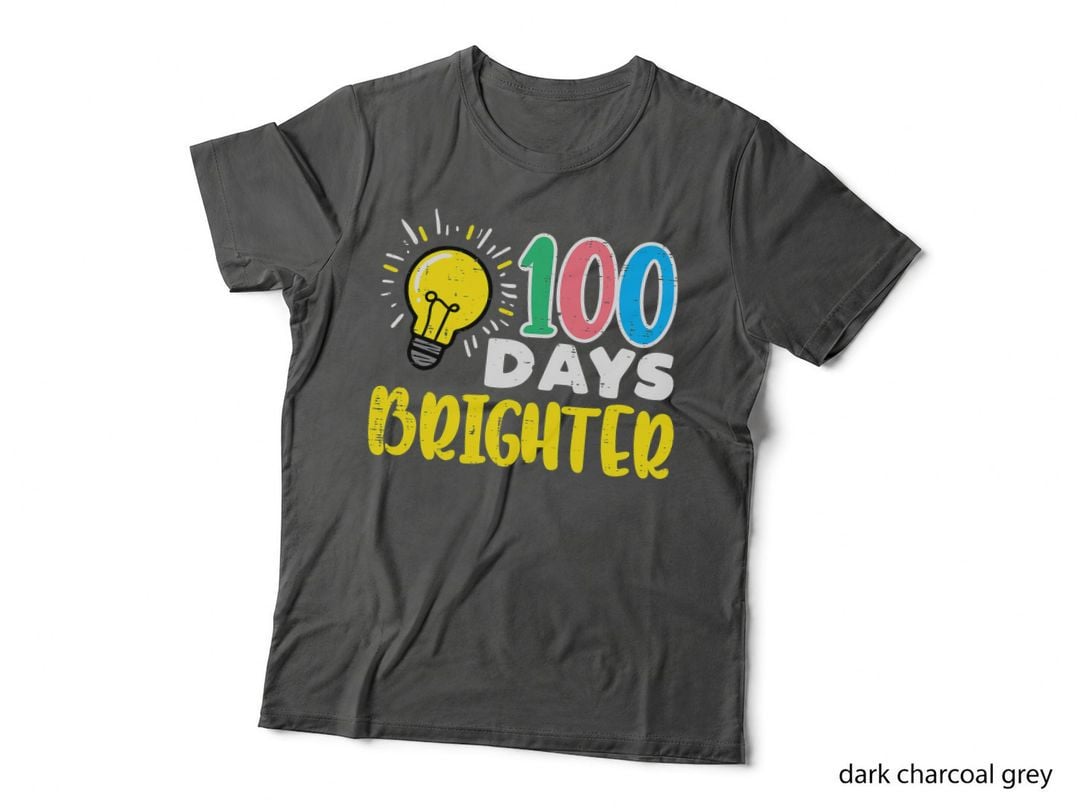 100 Days Brighter Light Bulb 100th Day School Smarter Kids T-Shirt