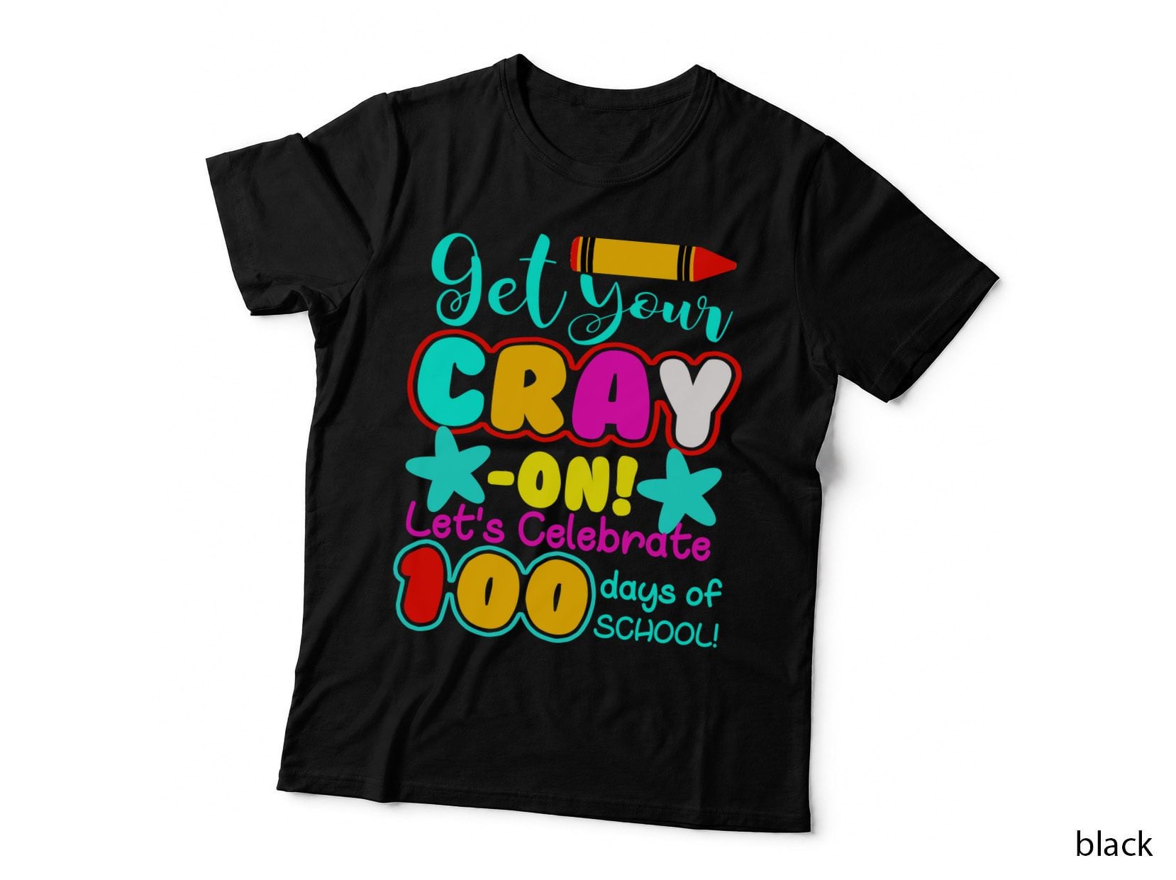 100 Days School Celebration T-Shirt, Colorful Typography Design