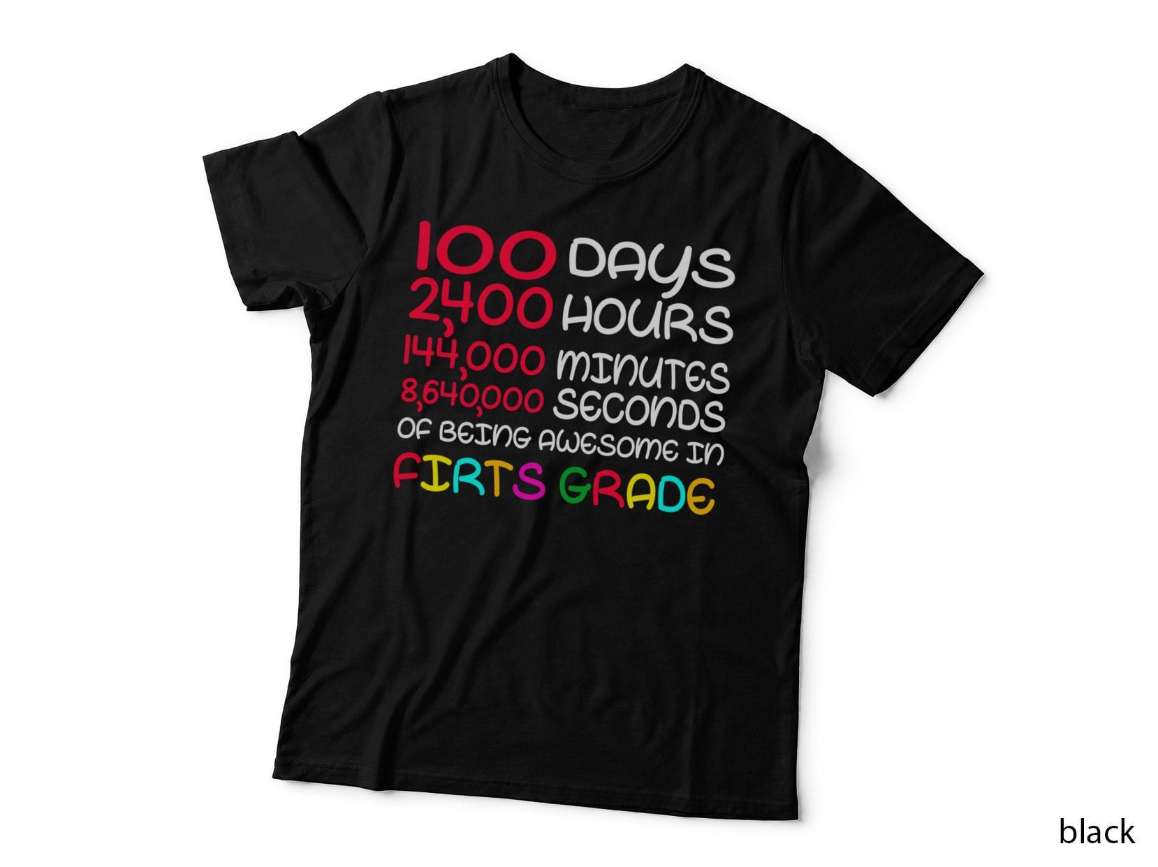 100 Days School T-Shirt, Back to School Design, First Grade Print