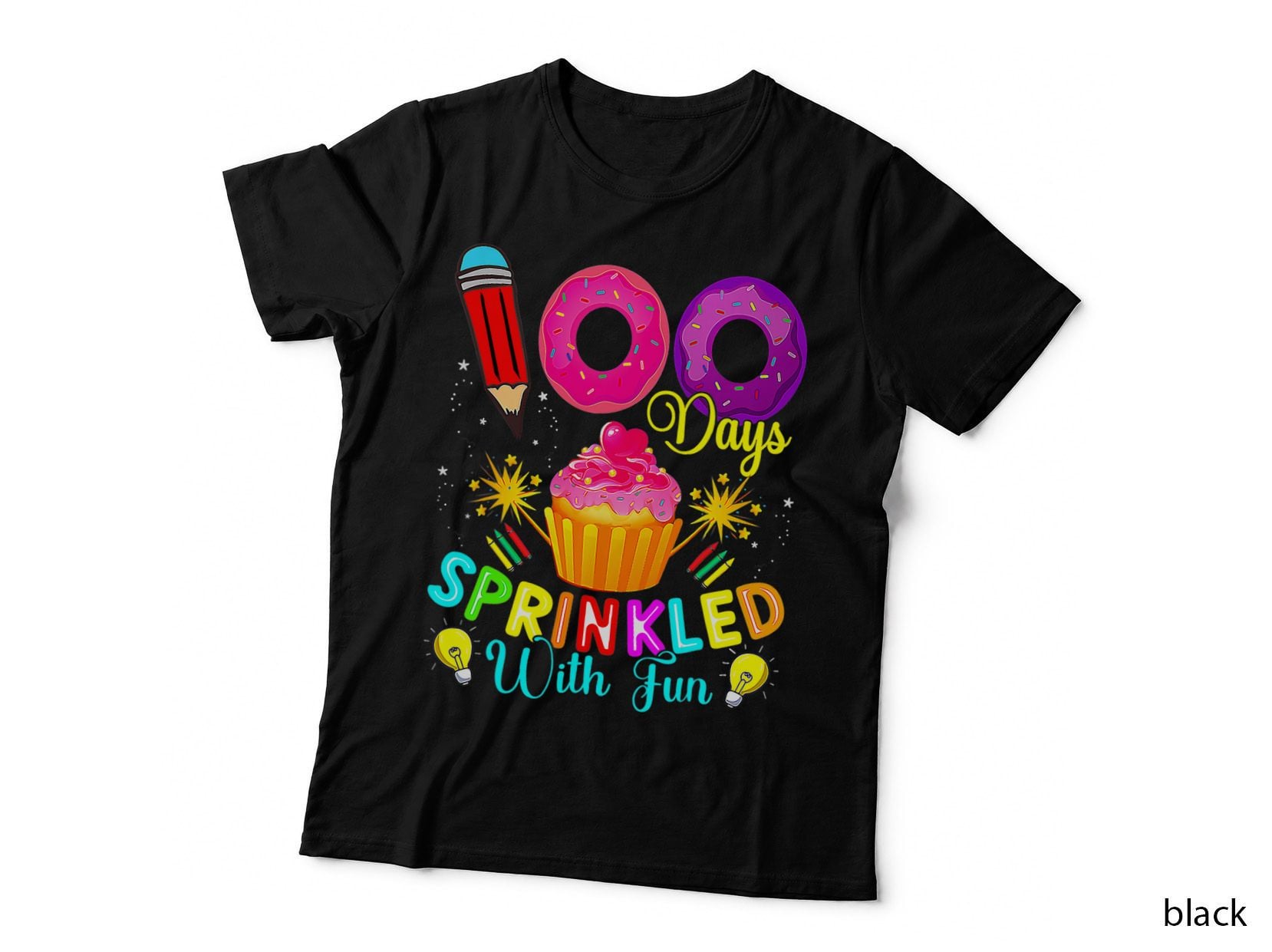 100 Days Sprinkled with Fun Cupcake 100th Day of School Girl, Kids Gift T-Shirt