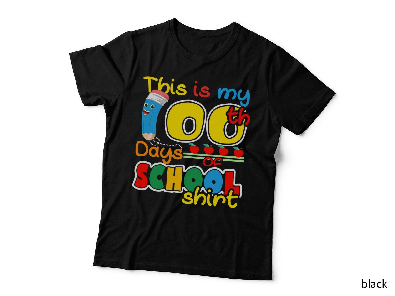 100th Day School T-Shirt, Colorful Typography, Kids School Wear