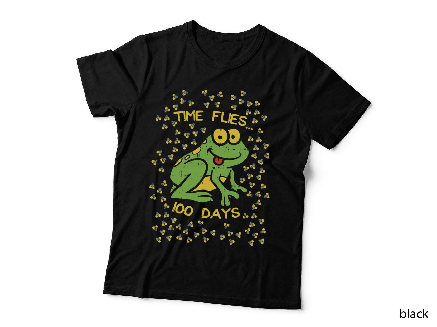 100th Day of School Shirt 100 Days Time Flies Frog Student T-Shirt