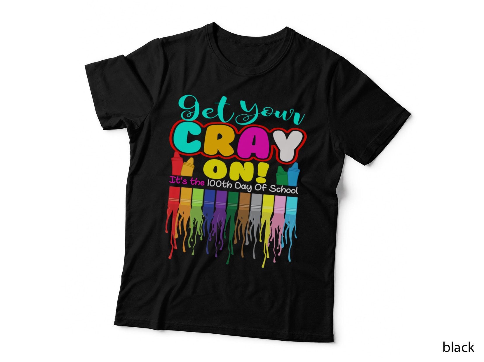 100th Day of School T-Shirt, Colorful Crayon Design, Kids Party Wear