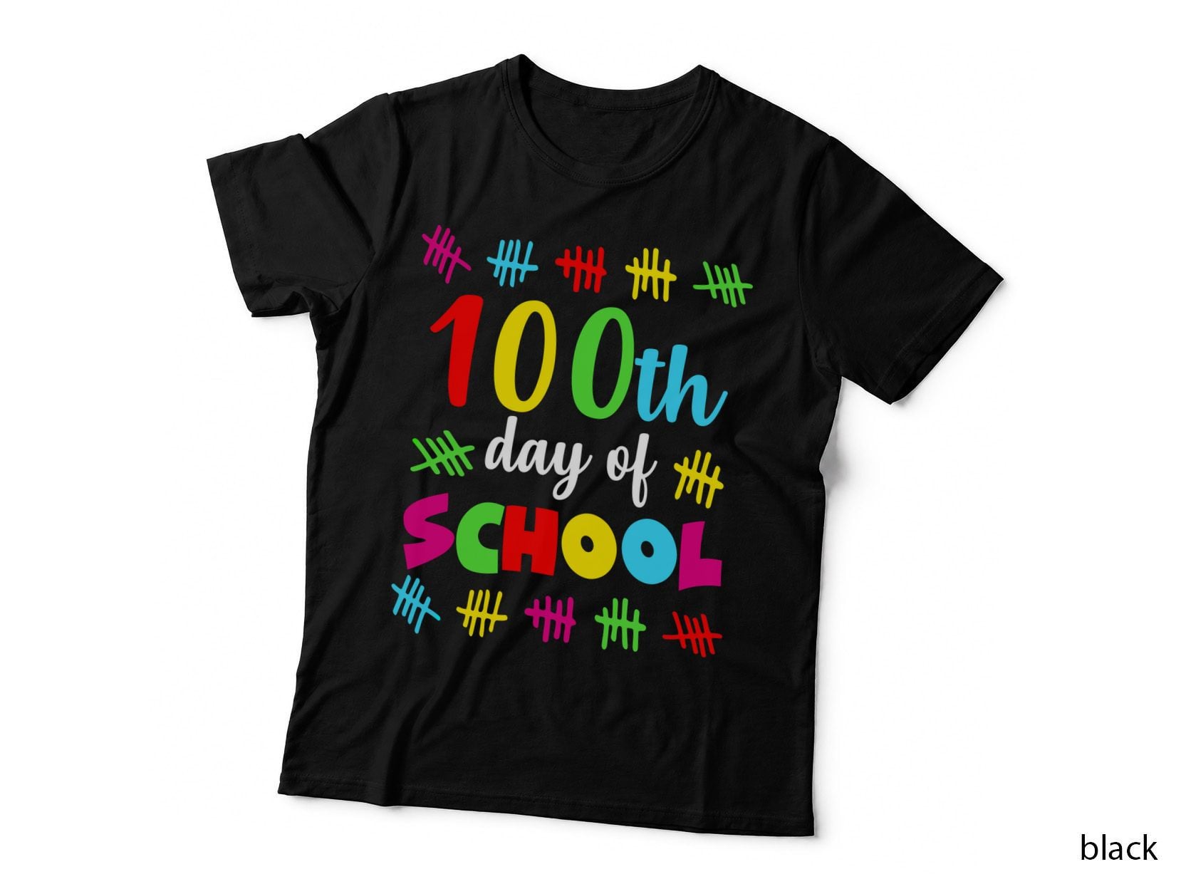 100th Day of School T-Shirt, Colorful Typography Design