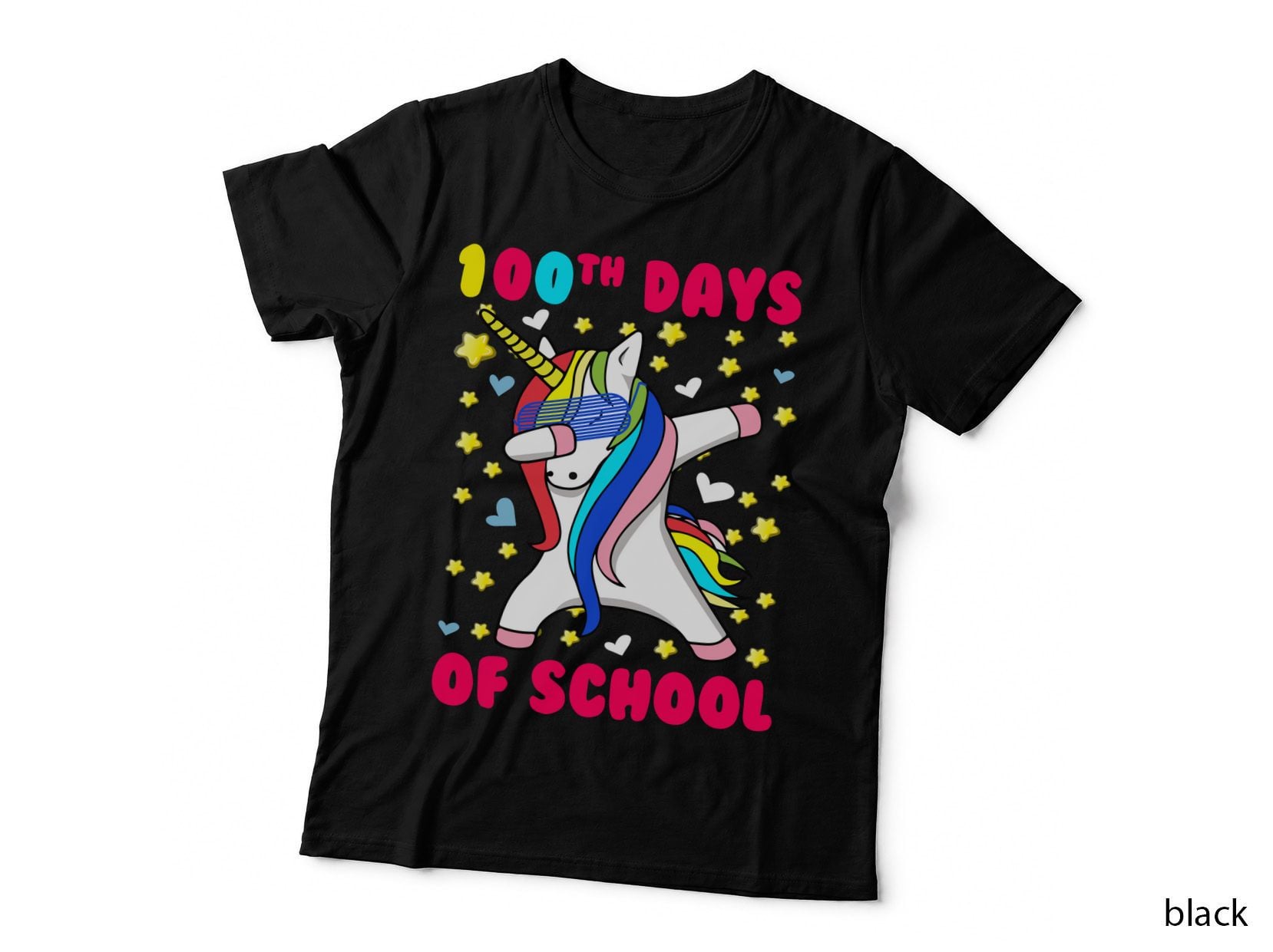 100th Days of School Unicorn T-Shirt, Dabbing Style, Kids Party Wear