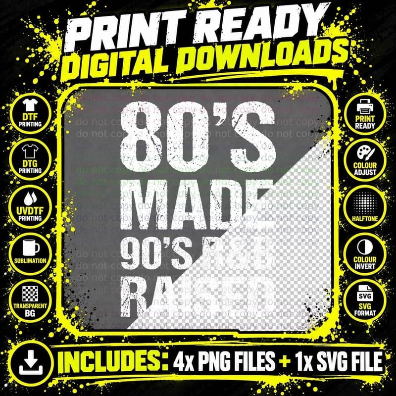 80's Made 90's R&b Raised Old School Rnb Music Lover Png SVG Digital Bundle