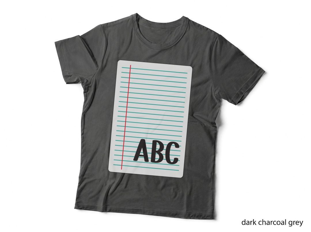 Abc Back to School T-Shirt, Notebook Paper Background with Abc Graphic Tee