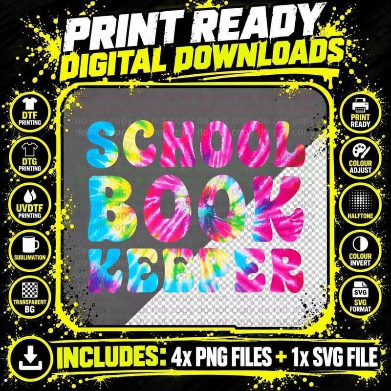 Admin Squad Tie Dye Assistant Principal School Png SVG Digital Bundle