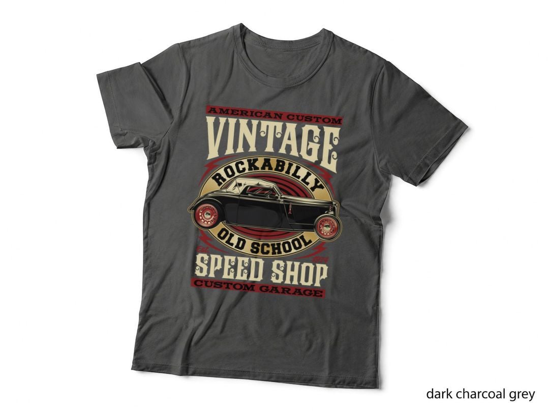 American Custom Vintage Rockabilly Old School Speed Shop Garage Car Red T-Shirt