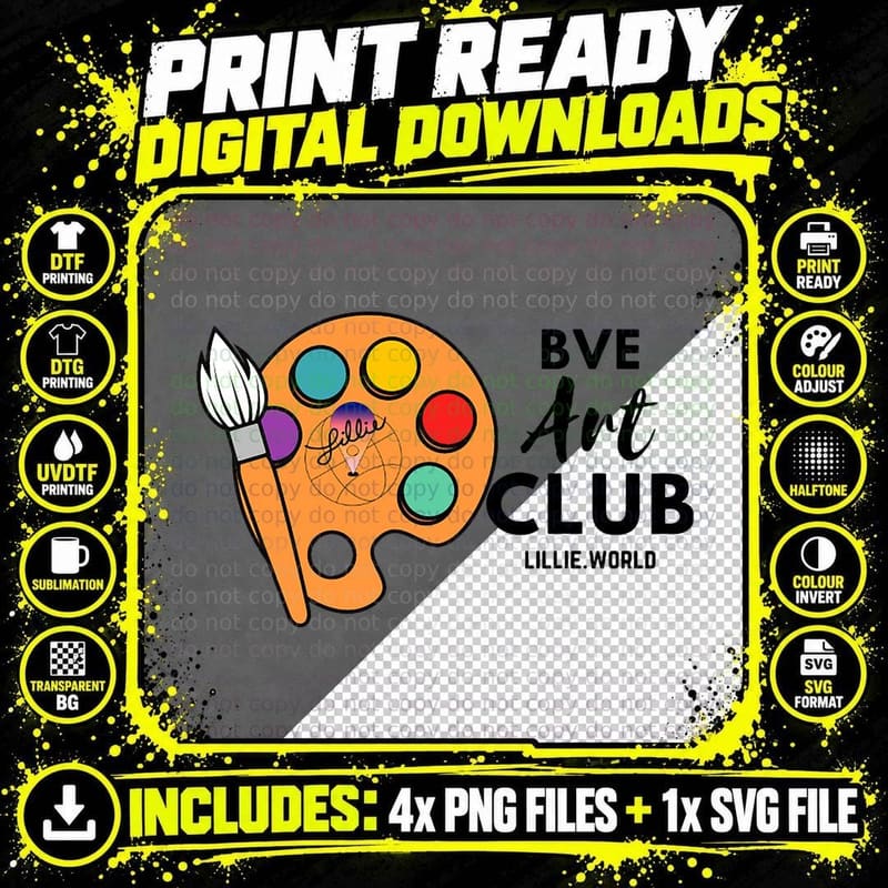 Art Club, Artist, Creative, School Spirit Png SVG Digital Bundle