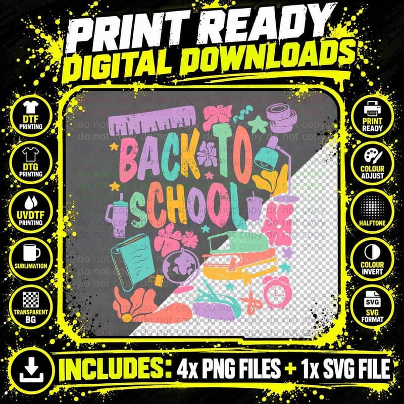 Back to School Back to School Design T-Shirt Png SVG Digital Bundle