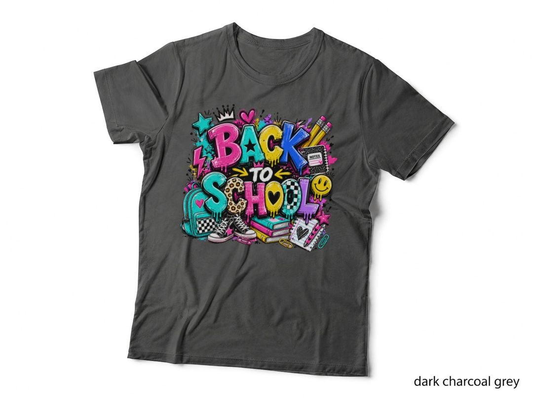 Back to School Grade Level T-Shirt, Colorful School Supplies Graphic Tee