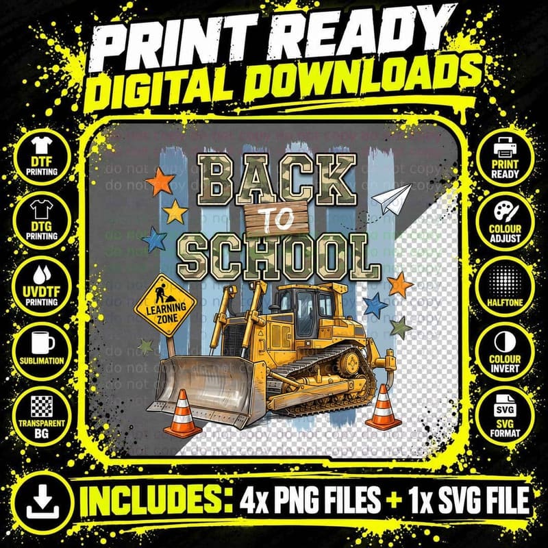 Back to School Grade Level T-Shirt Png SVG Digital Bundle