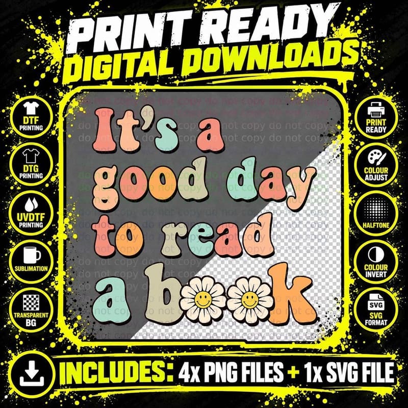 Back to School It's a Good Day to Read a Book Teachers Png SVG Digital Bundle