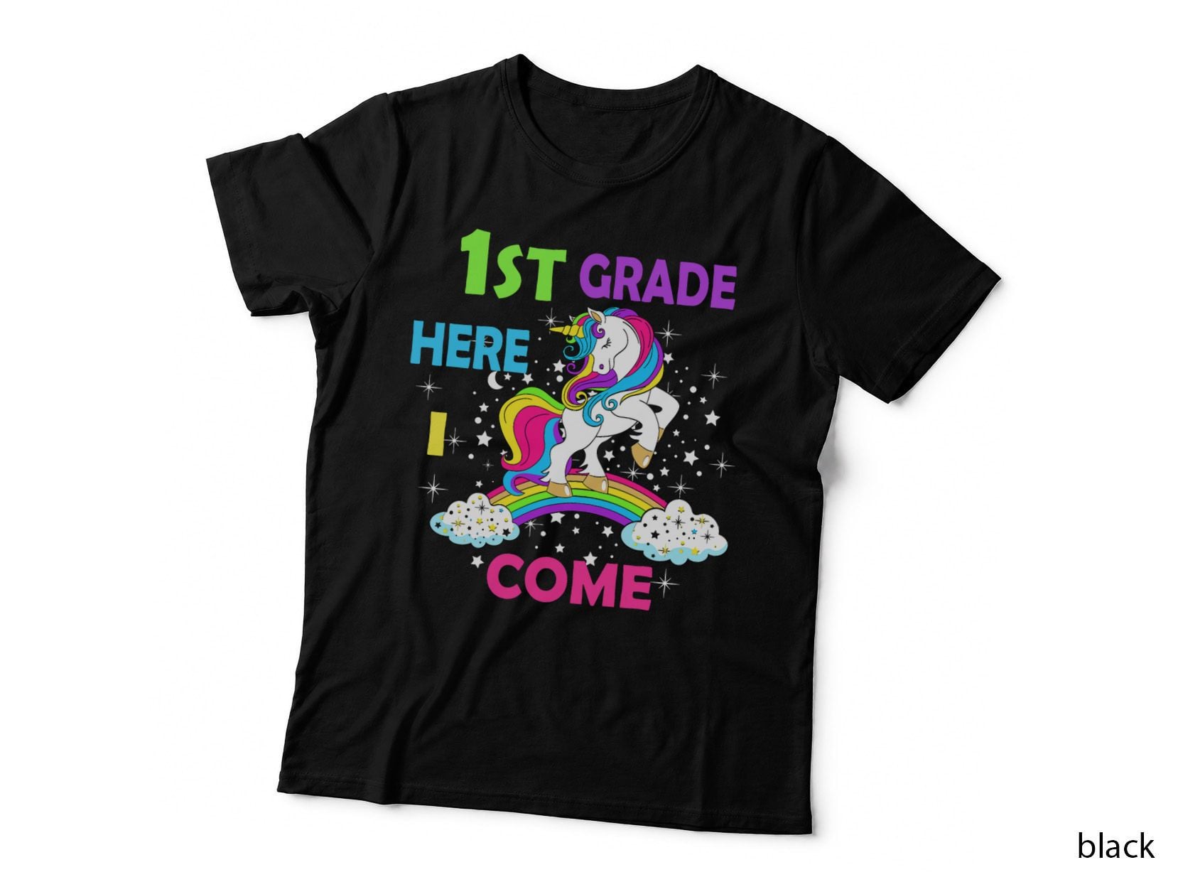 Back to School Unicorn Hello First Day of First Grade Girls T-Shirt