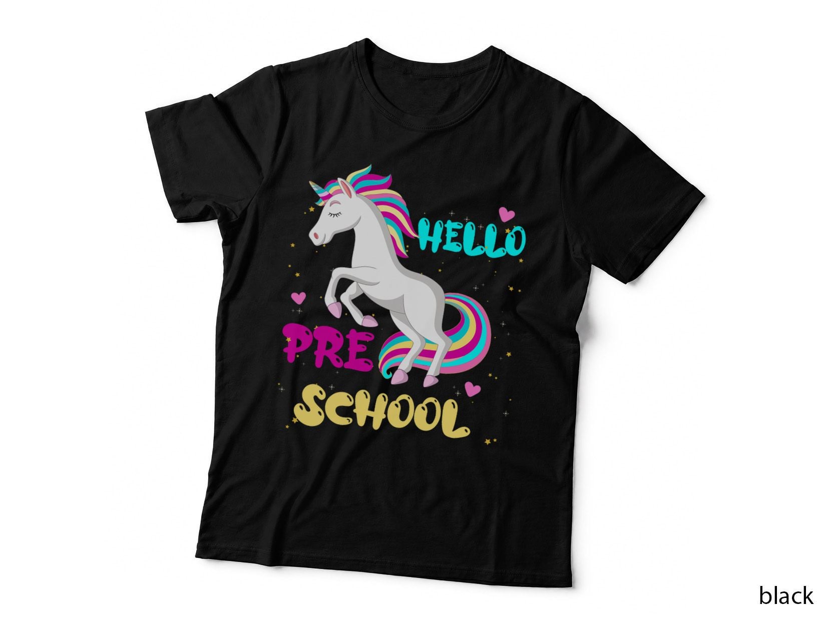 Back to School Unicorn Hello Kid First Day of Preschool Girl T-Shirt