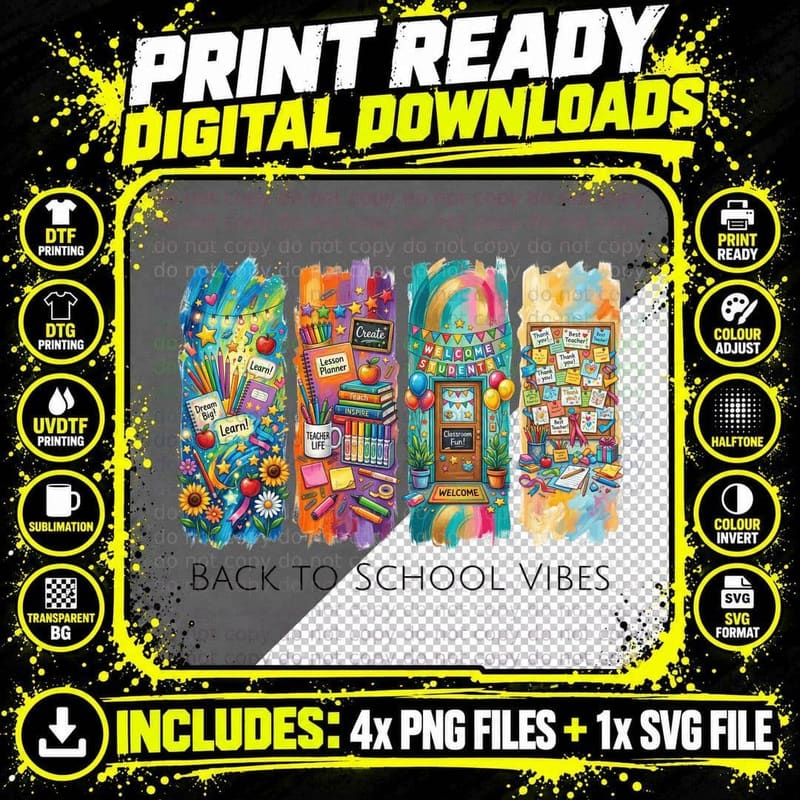 Back-To-School Classroom Scene Back to School T-Shirt Png SVG Digital Bundle