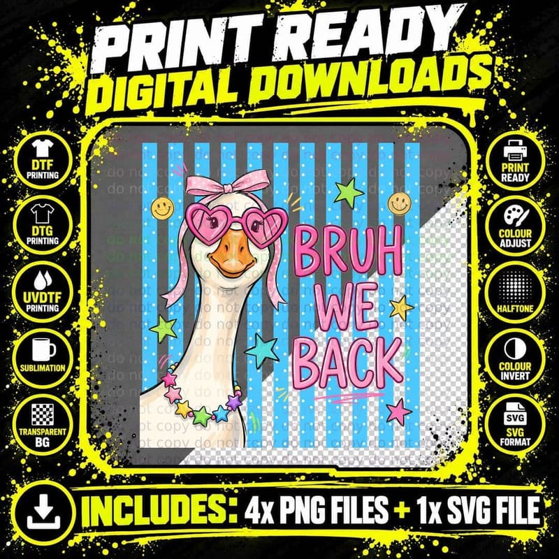 Bruh We Back School Grade Level T-Shirt Png SVG Digital Bundle