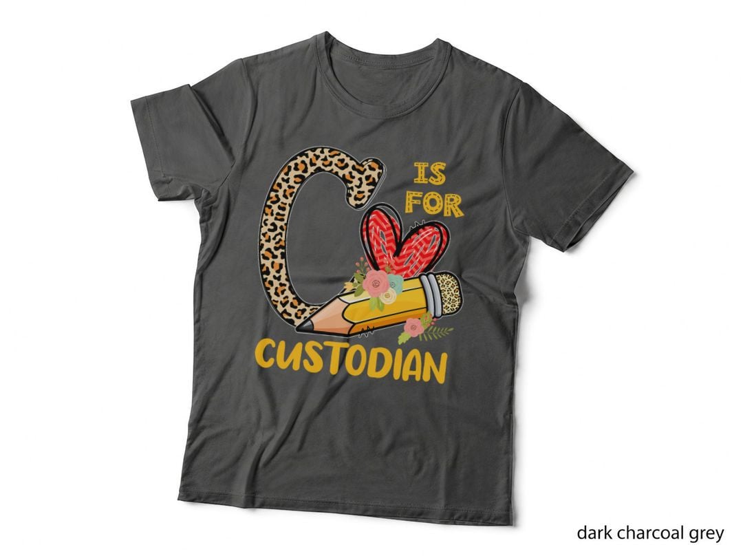 C Is for Custodian Appreciation Leopard Back to School T-Shirt