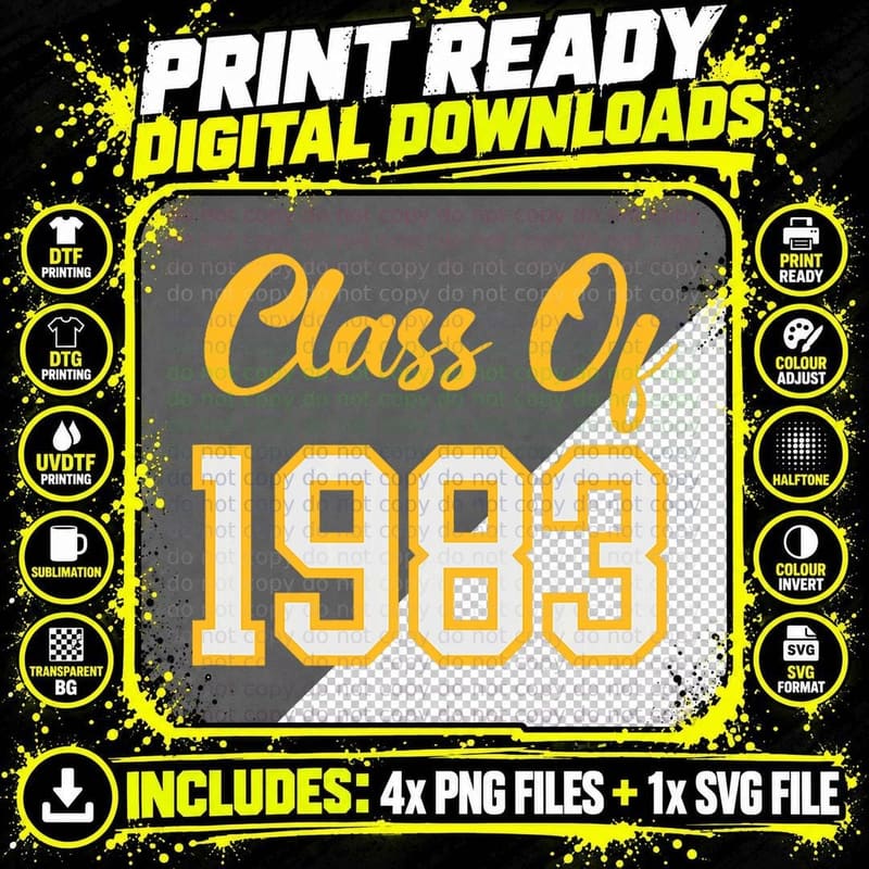 CLASS OF 1983 - HIGH School Reunion T-Shirt Png SVG Digital Bundle