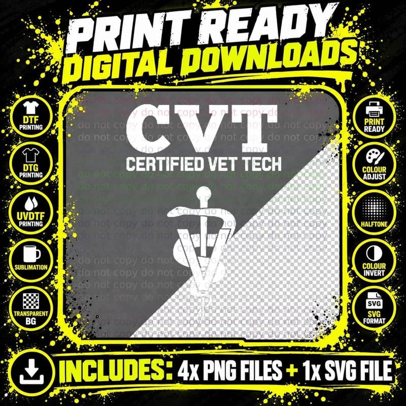 Certified Vet Tech Veterinary Medicine Cvt Uniform Png SVG Digital Bundle