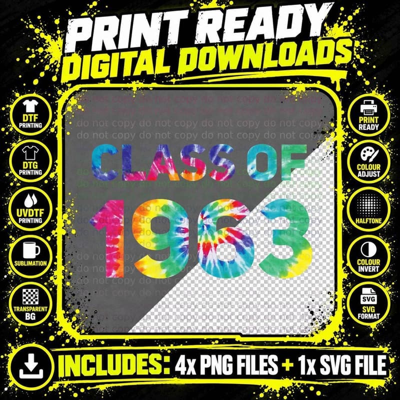 Class of 1963 School Reunion College Highschool Png SVG Digital Bundle