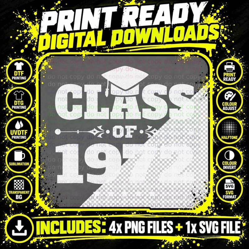 Class of 1972 Graduation School College University Png SVG Digital Bundle