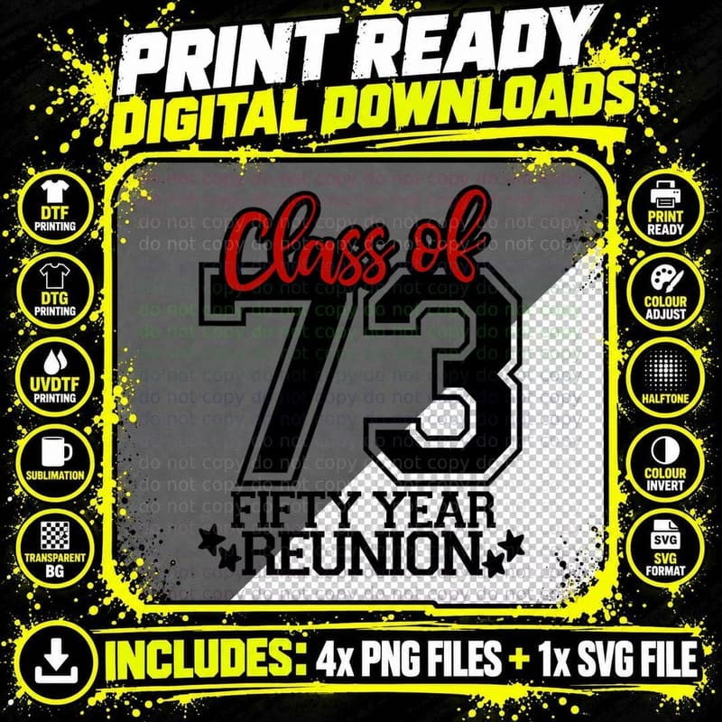 Class of 1973, Group, Reunion, 50 Year, 73 Png SVG Digital Bundle