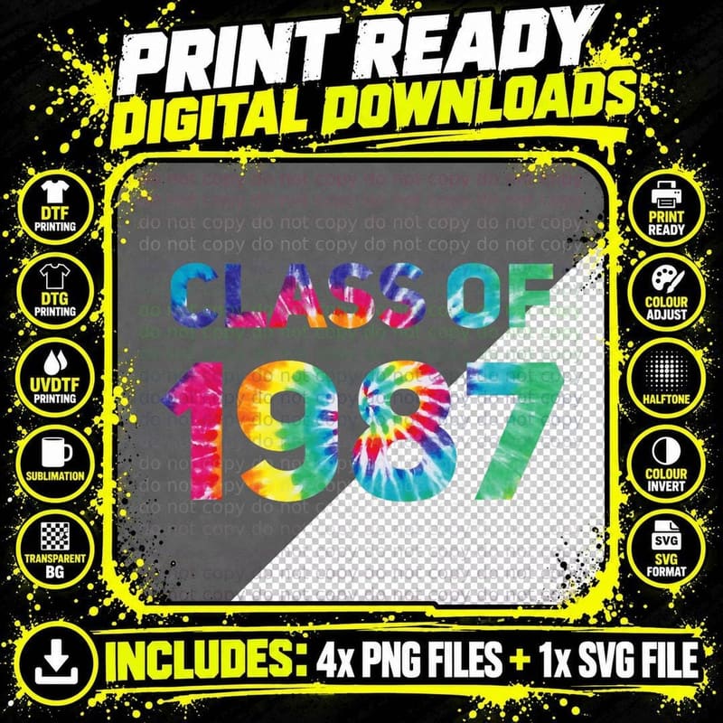 Class of 1987 School Reunion College Highschool Png SVG Digital Bundle