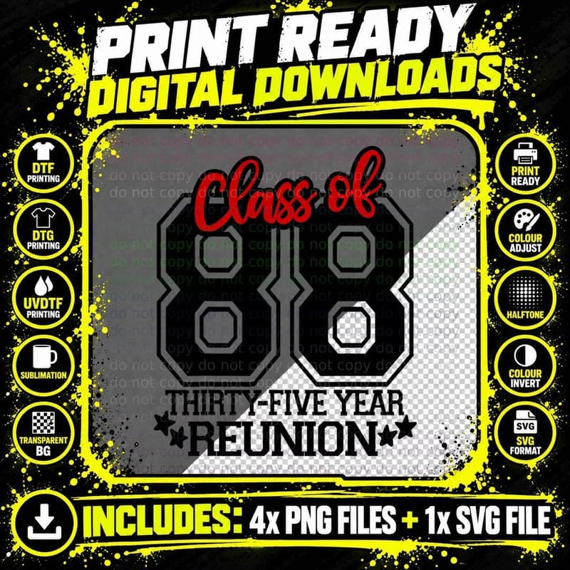 Class of 1988, Group, Reunion, 35 Year, 88 Png SVG Digital Bundle