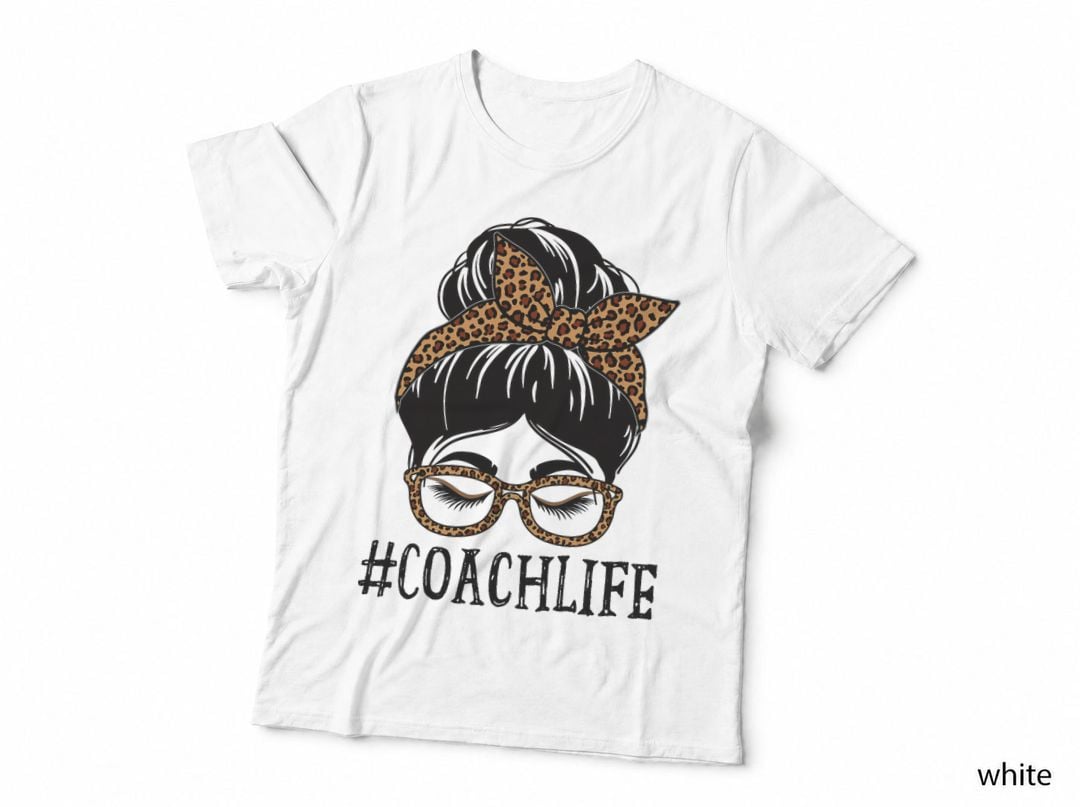 Coach Leopard Messy Bun Women Back to School, Preppy Style T-Shirt