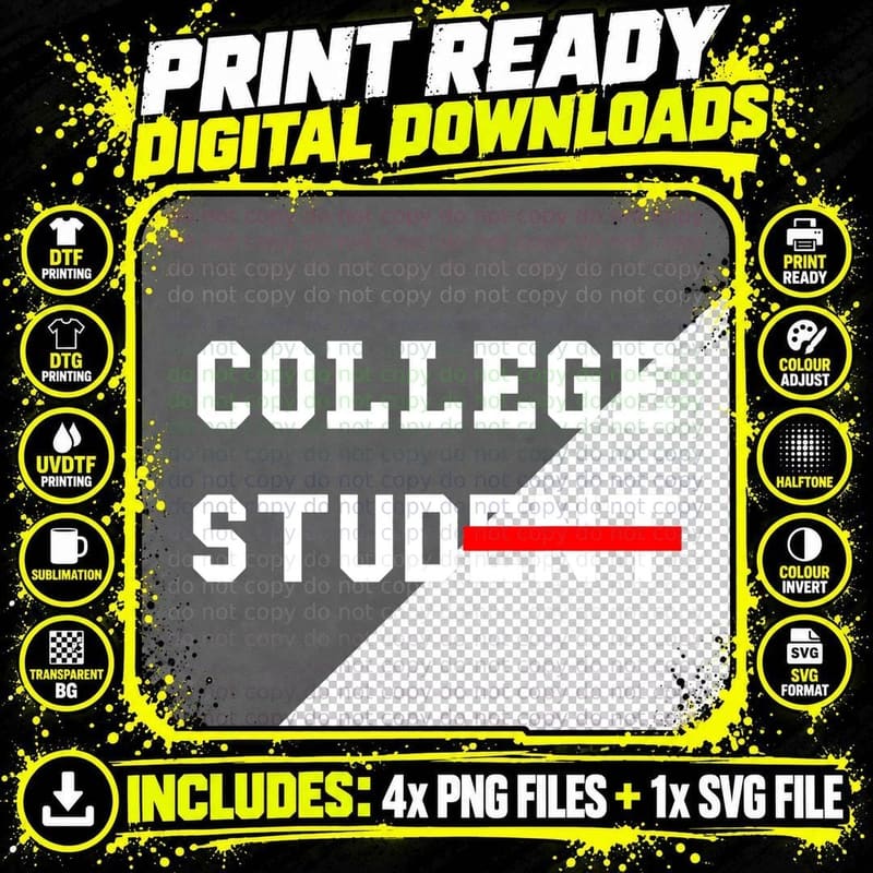 College Student Stud T-Shirt Funny College Apparel Gift Png SVG Digital Bundle
