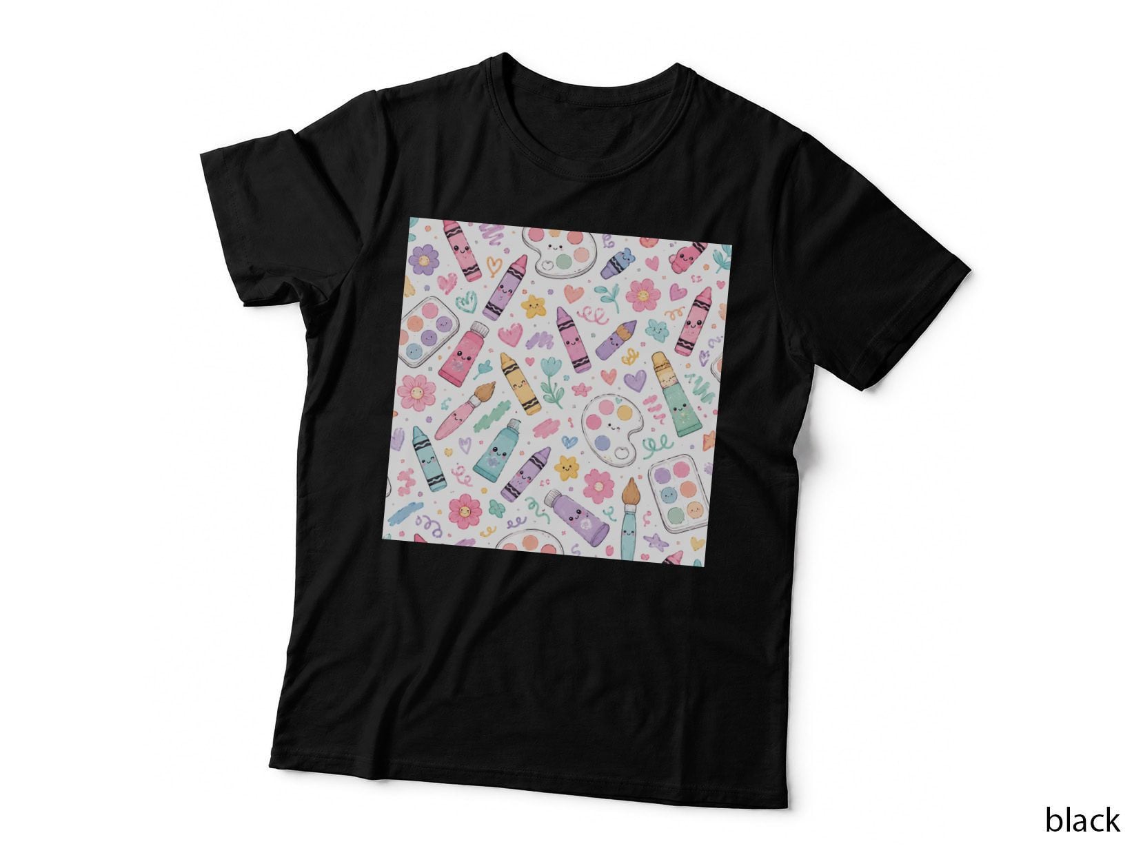 Colorful Art Supplies with Cute Faces Back to School T-Shirt