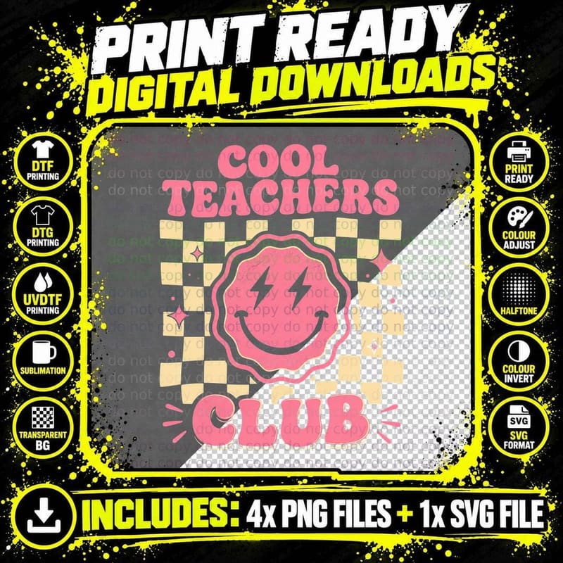 Cool Teachers Club Back to School T-Shirt Png SVG Digital Bundle
