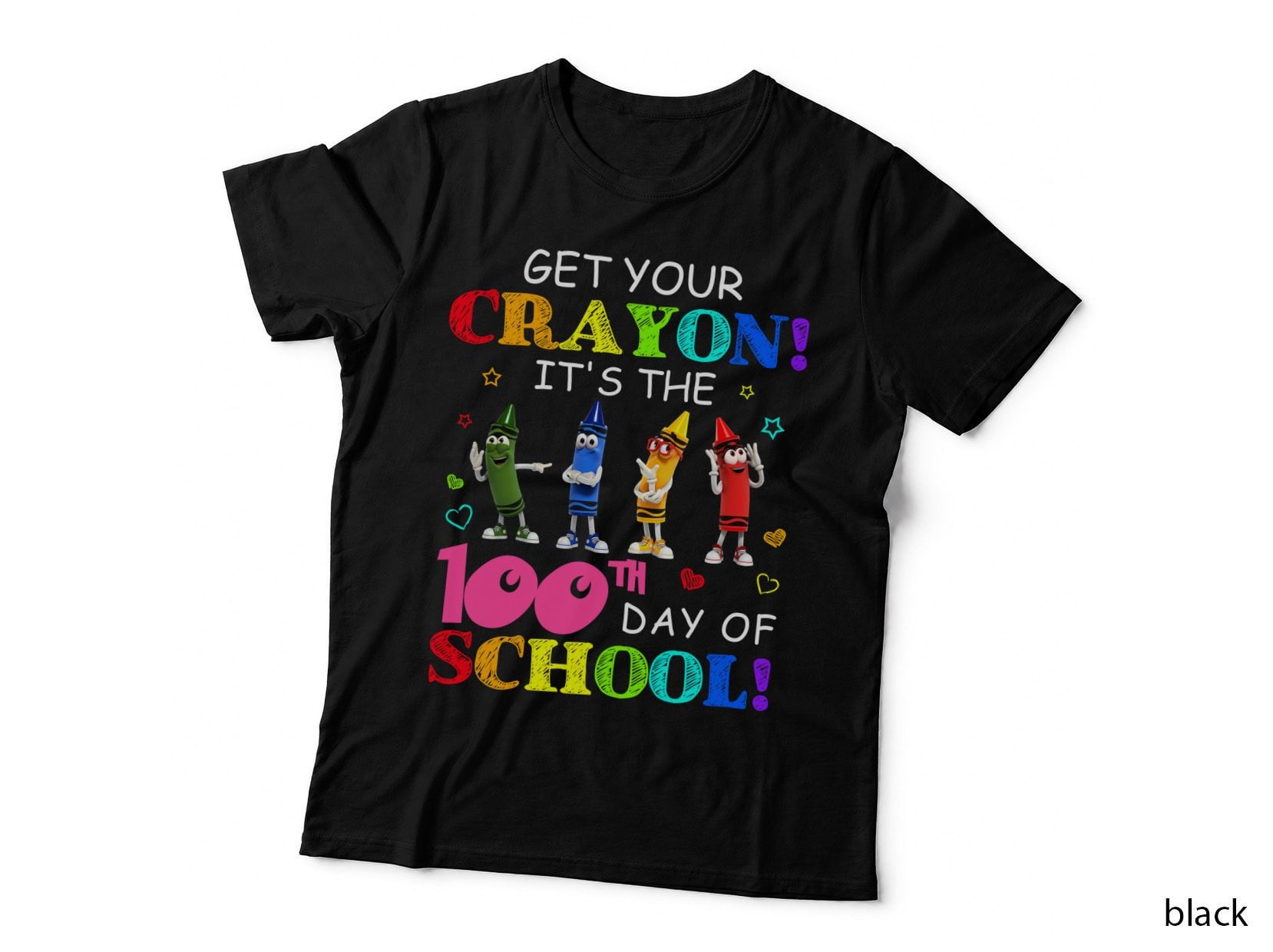 Crayon 100th Day of School T-Shirt, Kids School Style, Back to School Fun