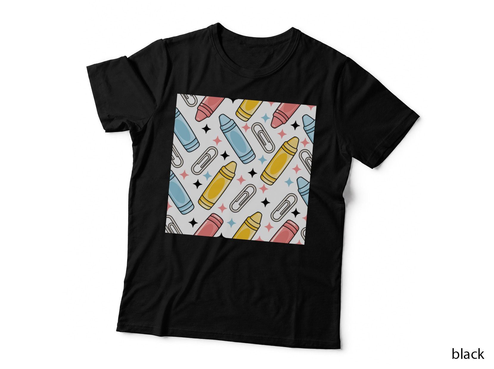 Crayons and Paperclips Pattern Back to School T-Shirt