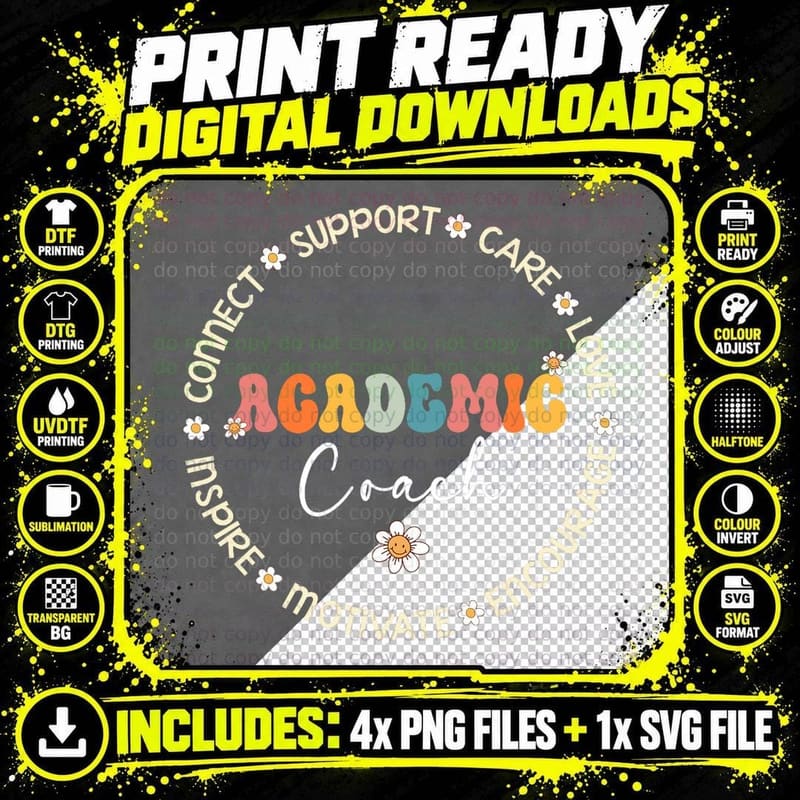Cute Academic Coach Squad Appreciation Week Back to Png SVG Digital Bundle