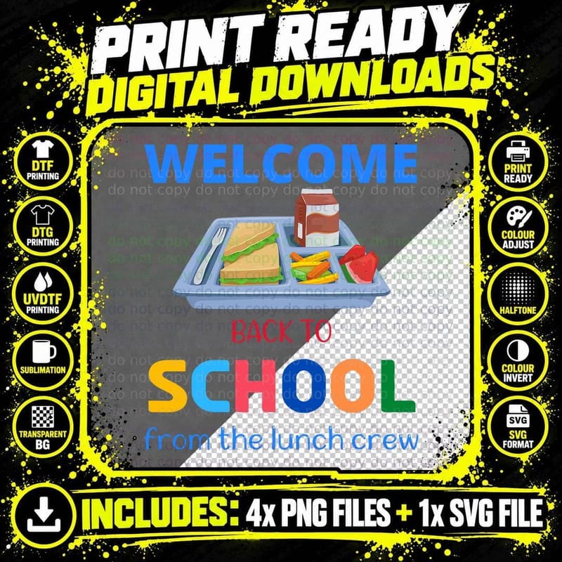 Cute Welcome Back to School from the Lunch Crew Lunch Png SVG Digital Bundle