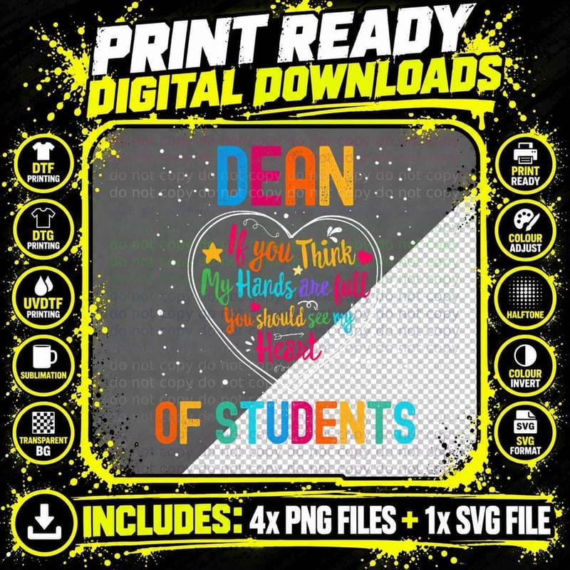 Dean of Students Appreciation Week Back to School Heart Png SVG Digital Bundle