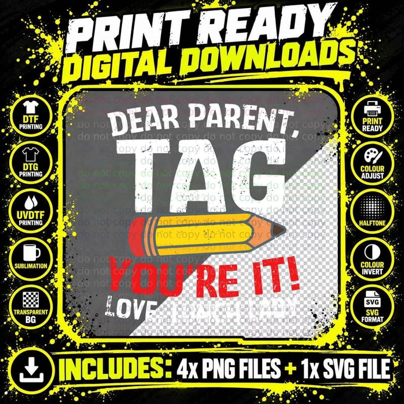 Dear Parent Tag You're It Love Lunch Lady Last Day of Png SVG Digital Bundle