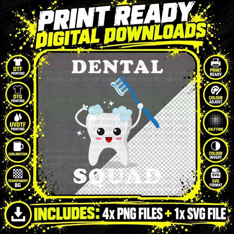 Dental Assistant Dentist Student Dental Squad Gift Men Png SVG Digital Bundle