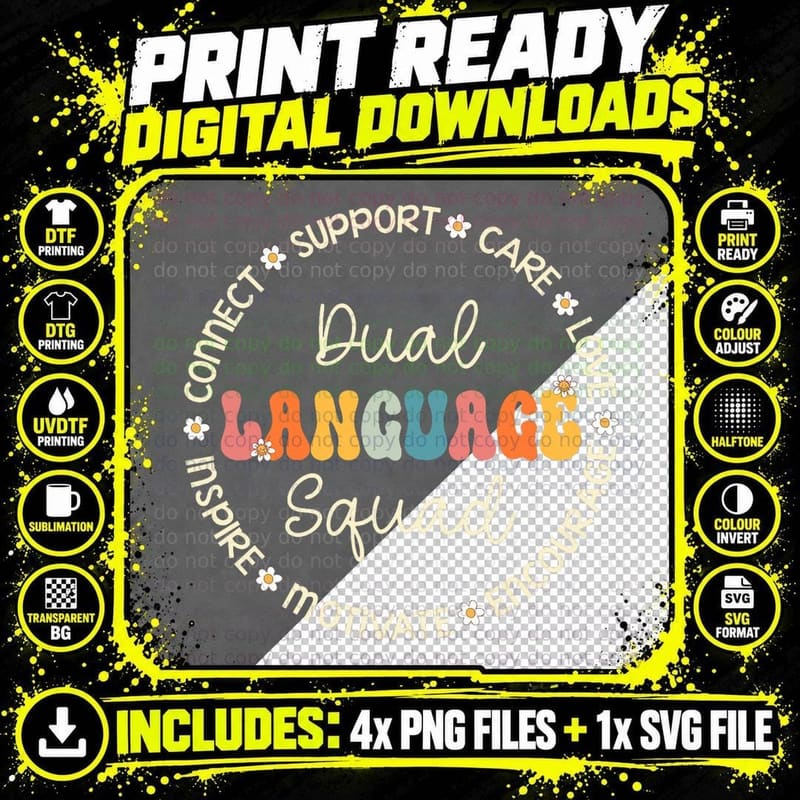 Dual Language Squad Appreciation Week Back to School Png SVG Digital Bundle