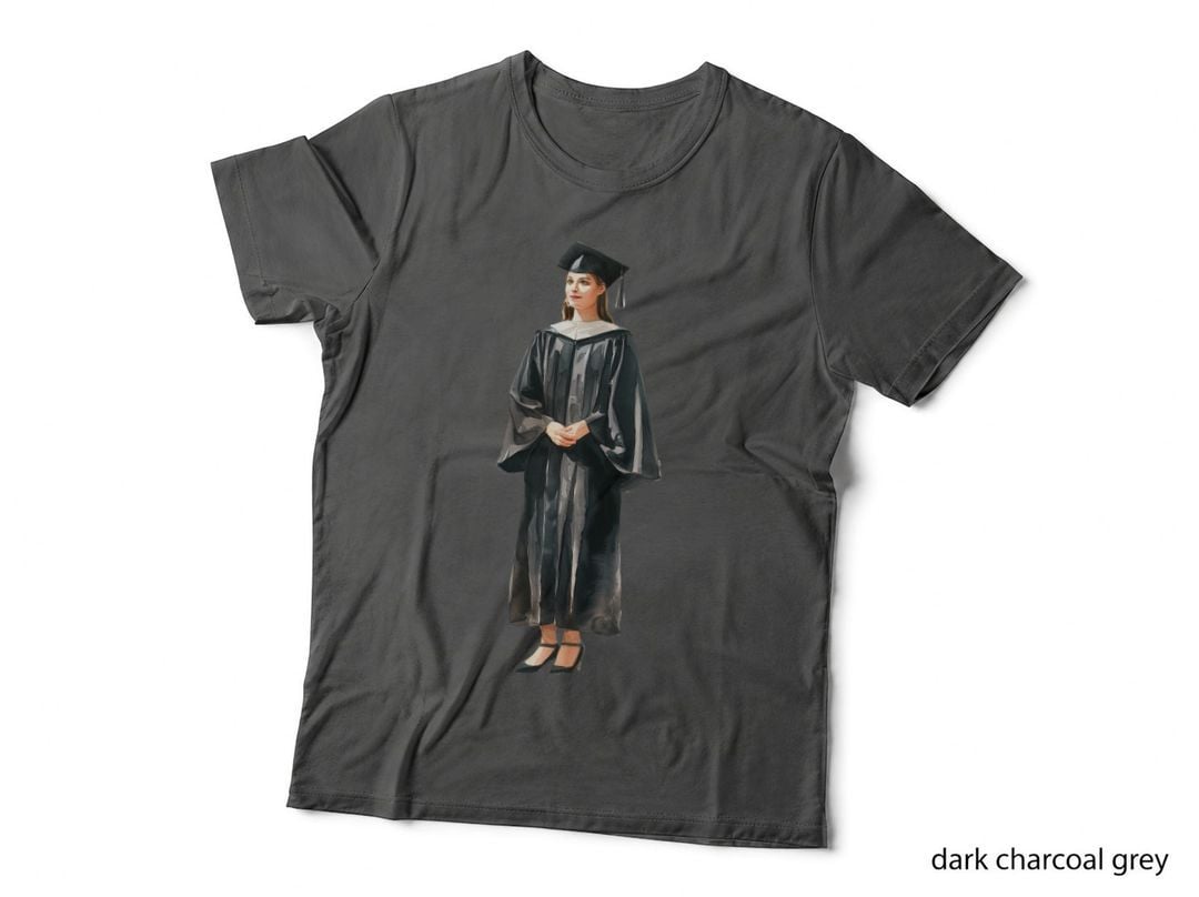 Female Student Graduation Robe Cap Graduation T-Shirt, Senior Grad Graphic Tee